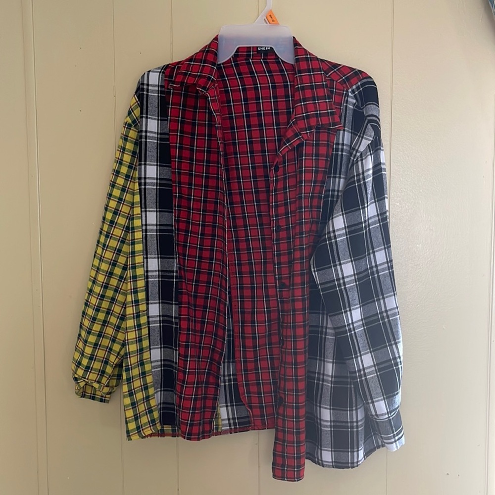 Long sleeve bottom down shirt multi print